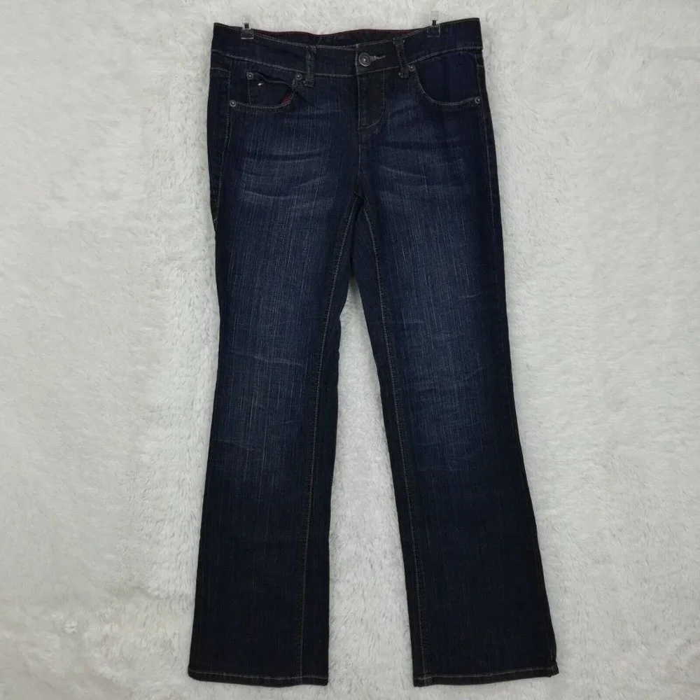 Tommy Hilfiger Women Jeans Bootcut‎ Blue Denim Dark Wash Low Rise 6